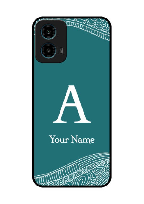 Motorola G34 5G Custom Glass Phone Case - Line Art Pattern With Custom Name Design