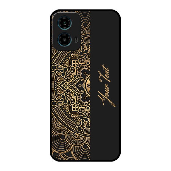 Motorola G34 5G Custom Glass Phone Case - Mandala Art With Custom Text Design