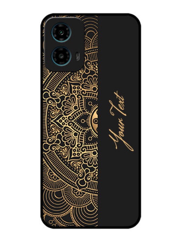 Custom Motorola G34 5G Custom Glass Phone Case - Mandala Art With Custom Text Design