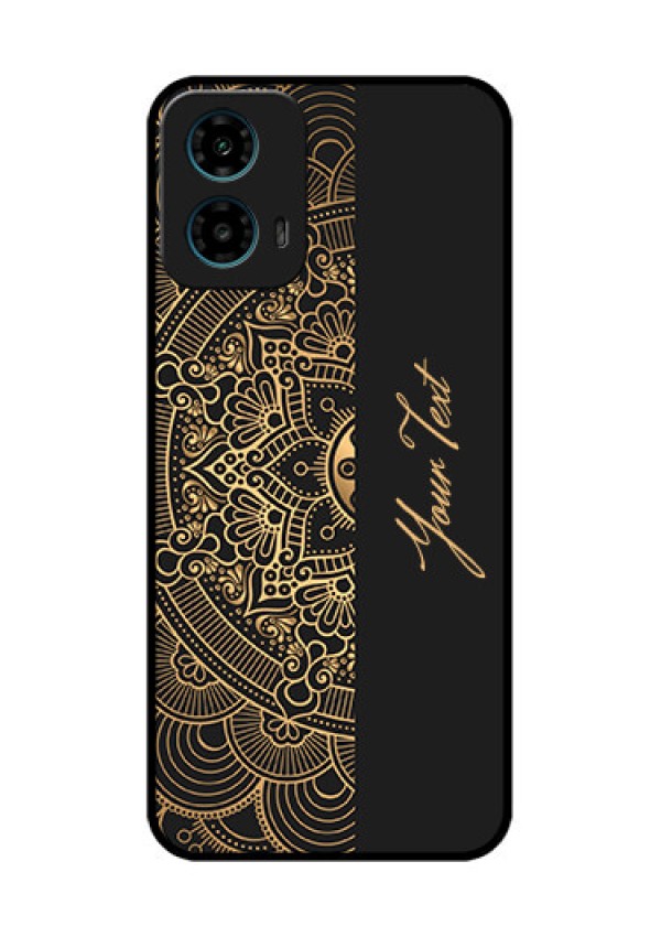 Motorola G34 5G Custom Glass Phone Case - Mandala Art With Custom Text Design