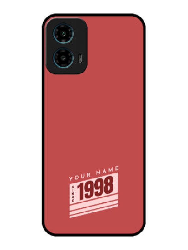 Custom Motorola G34 5G Custom Glass Phone Case - Red Custom Year Of Birth Design
