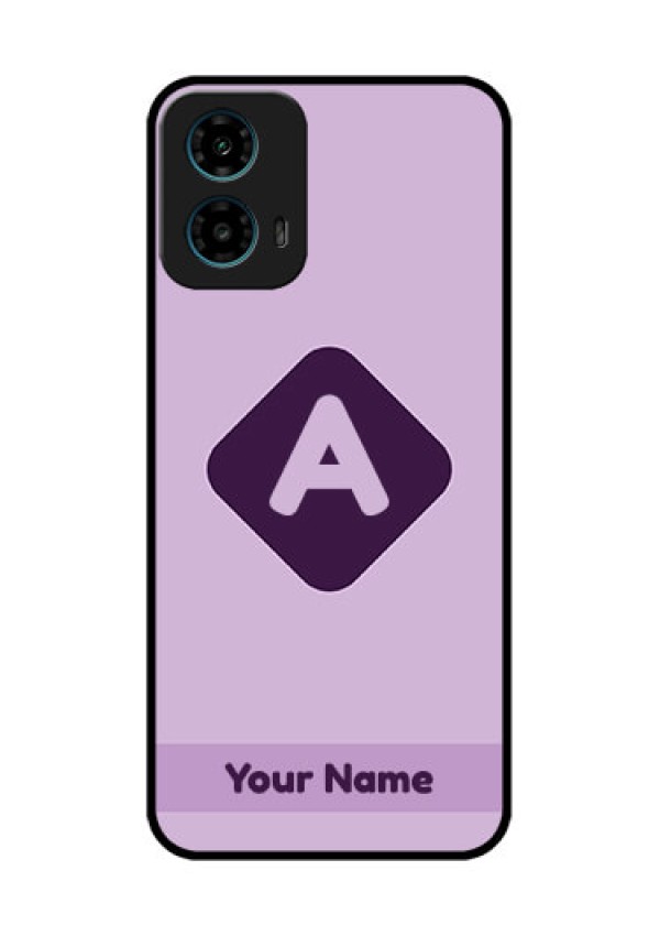 Motorola G34 5G Custom Glass Phone Case - Custom Letter In Curved Badge Design