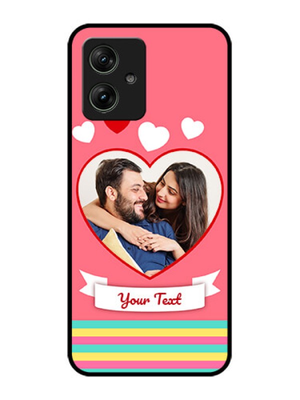 Custom Motorola G54 5G Custom Glass Phone Case - Love Shapes Doodle Design