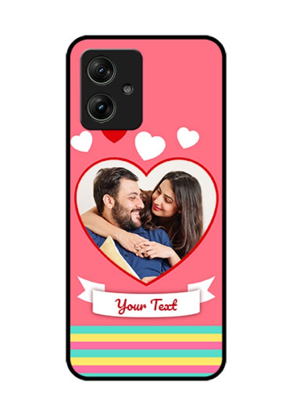 Motorola G54 5G Custom Glass Phone Case - Love Shapes Doodle Design