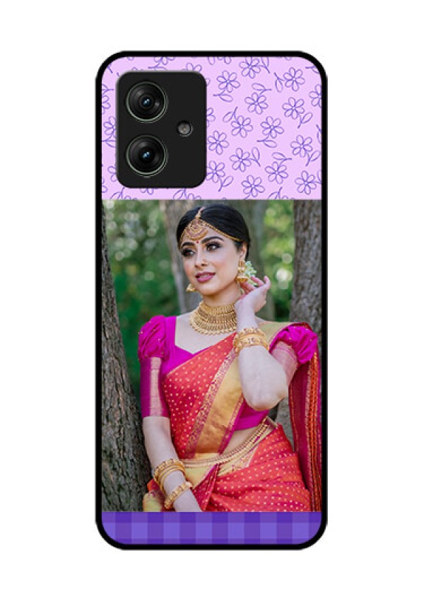 Motorola G54 5G Custom Glass Phone Case - Purple Floral Design