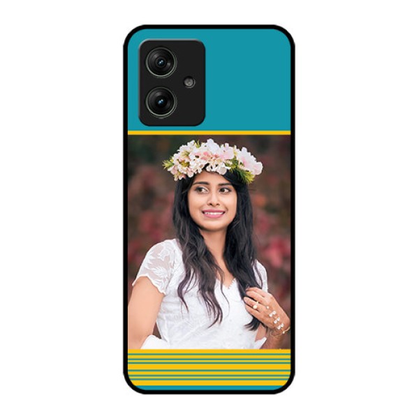 Motorola G54 5G Custom Glass Phone Case - Yellow & Blue Design