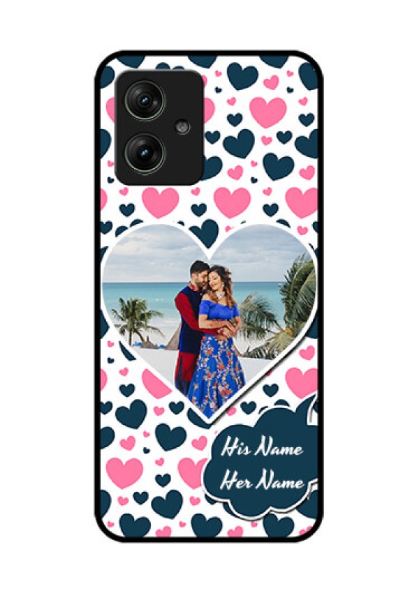Motorola G54 5G Custom Glass Phone Case - Pink & Blue Heart Design