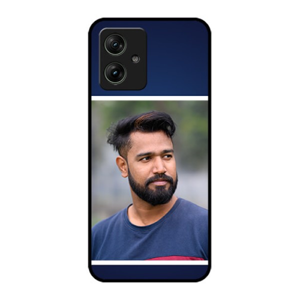 Motorola G54 5G Custom Glass Phone Case - Simple Royal Blue Design Motorola G54 5G Custom Glass Phone Case - Simple Royal Blue Design