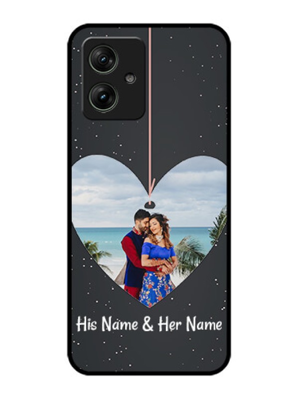 Custom Motorola G54 5G Custom Glass Phone Case - Hanging Heart Design