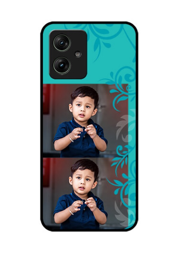 Motorola G54 5G Custom Glass Phone Case - With Photo And Green Floral Design
