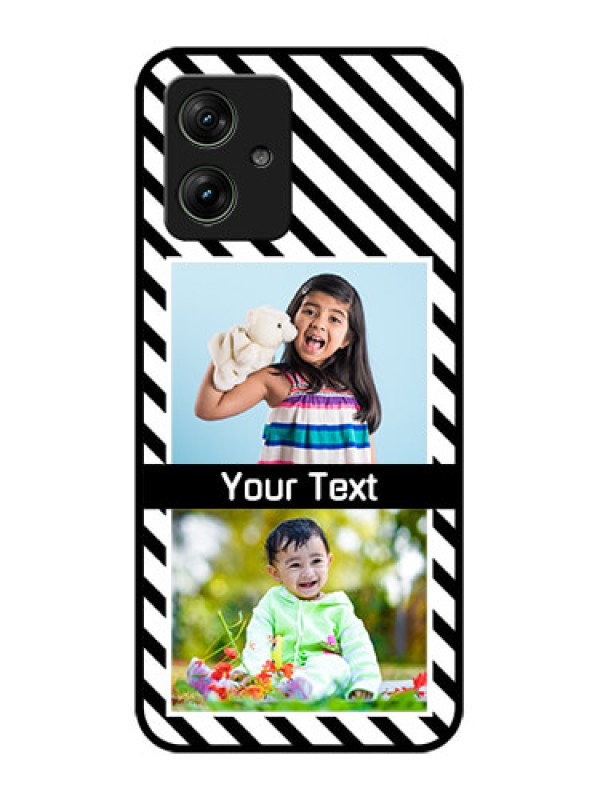 Custom Motorola G54 5G Custom Glass Phone Case - Black And White Stripes Design