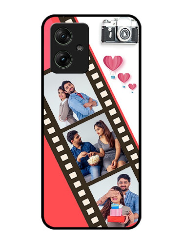 Custom Motorola G54 5G Custom Glass Phone Case - 3 Image Holder With Film Reel