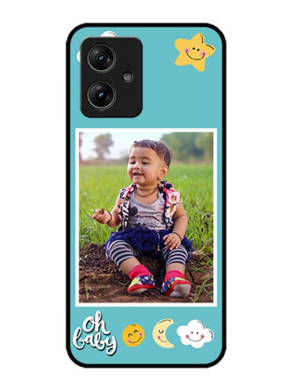 Custom Motorola G54 5G Custom Glass Phone Case - Smiley Kids Stars Design
