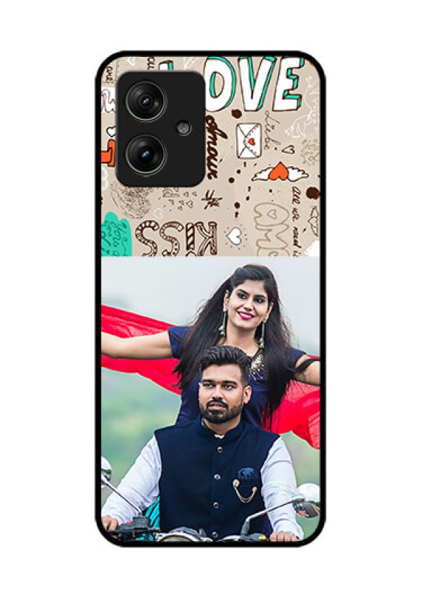 Motorola G54 5G Custom Glass Phone Case - Love Doodle Pattern