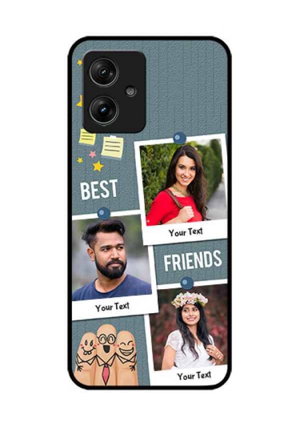 Motorola G54 5G Custom Glass Phone Case - Sticky Frames And Friendship Design