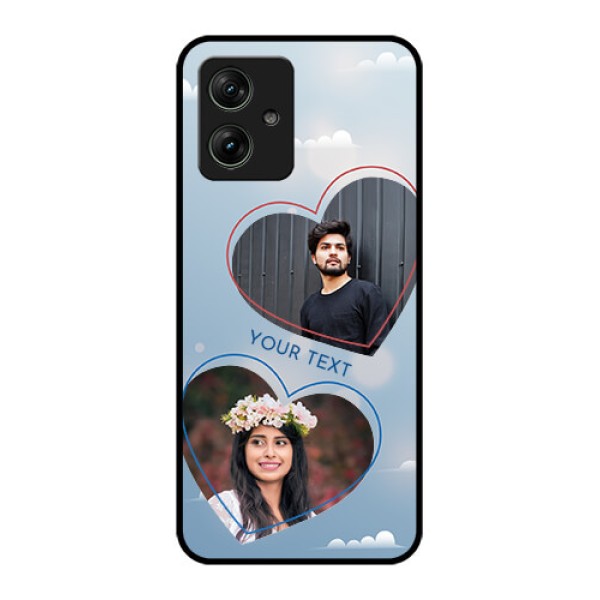 Motorola G54 5G Custom Glass Phone Case - Blue Color Couple Design Motorola G54 5G Custom Glass Phone Case - Blue Color Couple Design