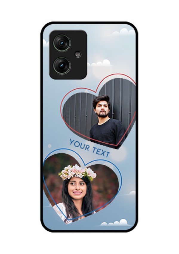 Motorola G54 5G Custom Glass Phone Case - Blue Color Couple Design