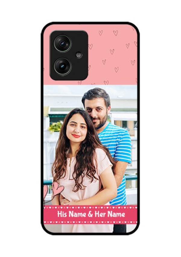 Motorola G54 5G Custom Glass Phone Case - Love Design Peach Color