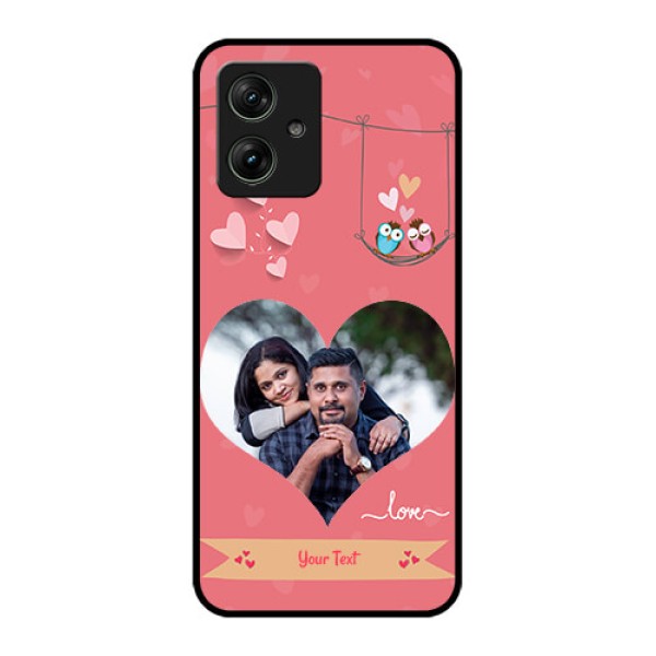 Motorola G54 5G Custom Glass Phone Case - Peach Color Love Design Motorola G54 5G Custom Glass Phone Case - Peach Color Love Design