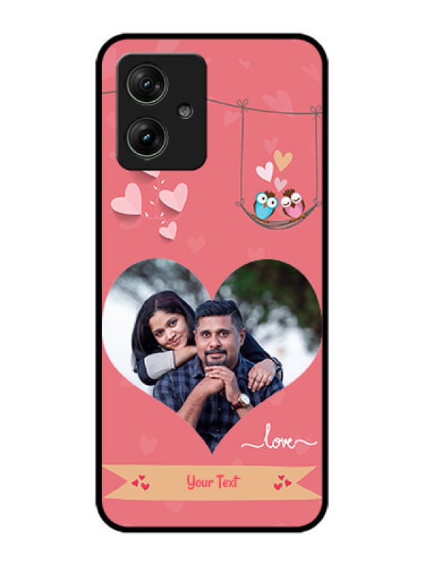 Custom Motorola G54 5G Custom Glass Phone Case - Peach Color Love Design