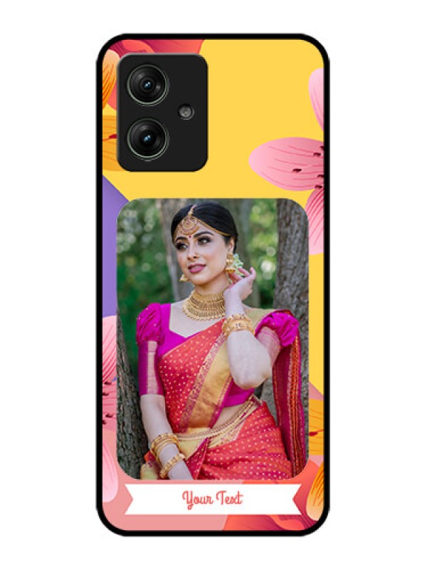 Custom Motorola G54 5G Custom Glass Phone Case - 3 Image With Vintage Floral Design