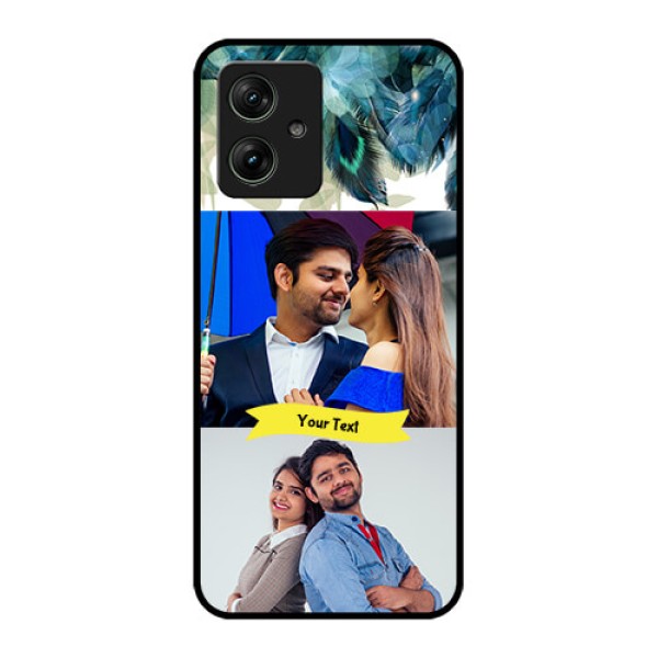 Motorola G54 5G Custom Glass Phone Case - Image With Boho Peacock Feather Design