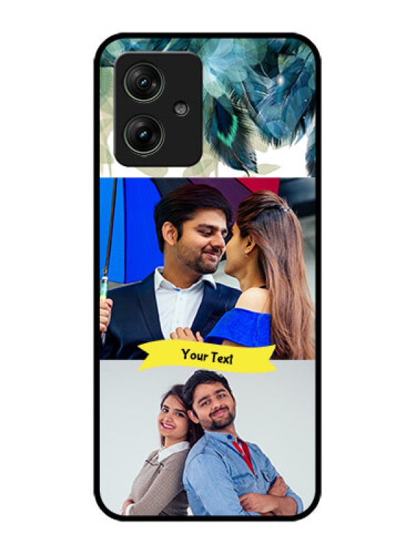 Custom Motorola G54 5G Custom Glass Phone Case - Image With Boho Peacock Feather Design