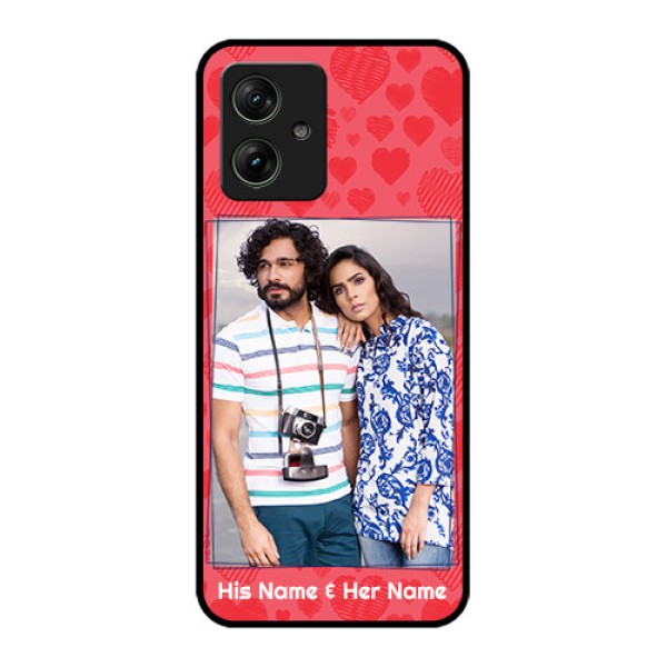 Motorola G54 5G Custom Glass Phone Case - With Red Heart Symbols Design Motorola G54 5G Custom Glass Phone Case - With Red Heart Symbols Design