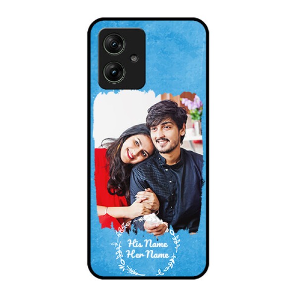 Motorola G54 5G Custom Glass Phone Case - Blue Color Vintage Design Motorola G54 5G Custom Glass Phone Case - Blue Color Vintage Design