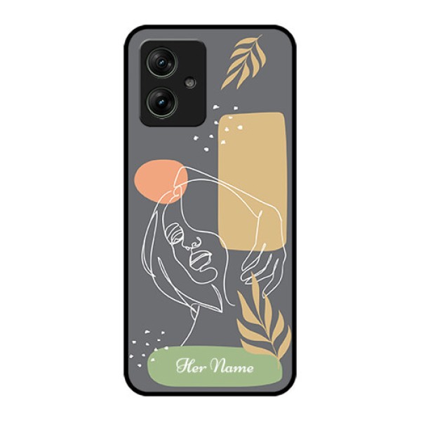 Motorola G54 5G Custom Glass Phone Case - Gazing Woman Line Art Design Motorola G54 5G Custom Glass Phone Case - Gazing Woman Line Art Design
