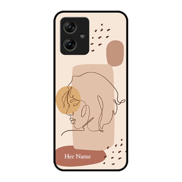 Motorola G54 5G Custom Glass Phone Case - Calm Woman Line Art Design Motorola G54 5G Custom Glass Phone Case - Calm Woman Line Art Design