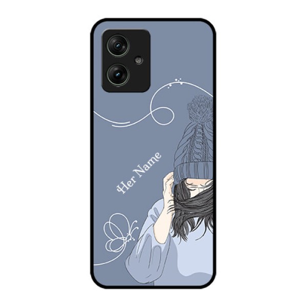 Motorola G54 5G Custom Glass Phone Case - Girl In Winter Outfit Design Motorola G54 5G Custom Glass Phone Case - Girl In Winter Outfit Design