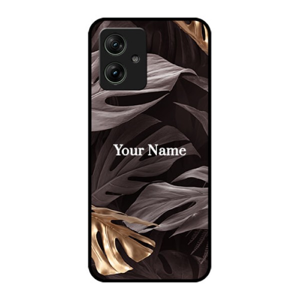 Motorola G54 5G Custom Glass Phone Case - Wild Leaves Digital Paint Design