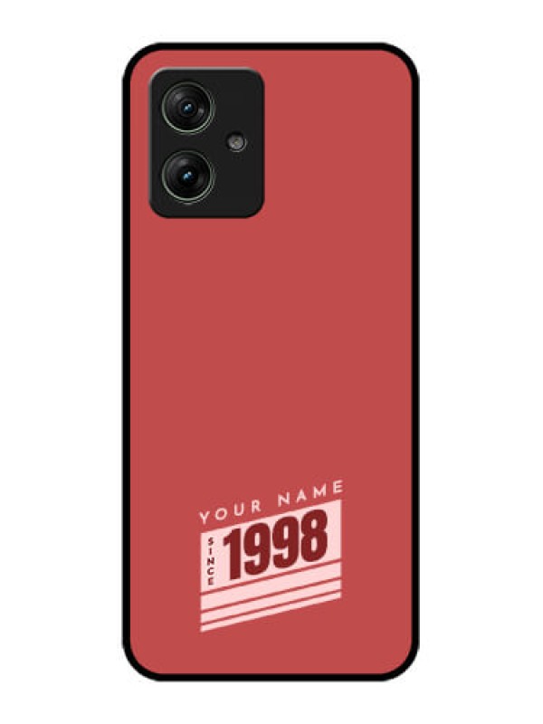 Custom Motorola G54 5G Custom Glass Phone Case - Red Custom Year Of Birth Design