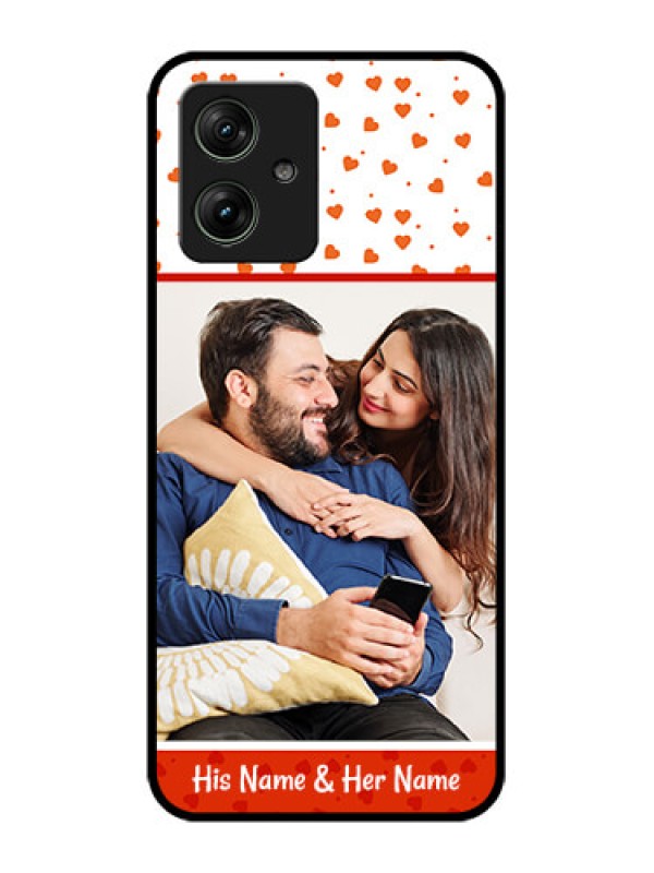 Custom Motorola G64 5G Custom Glass Phone Case - Orange Love Symbol Design