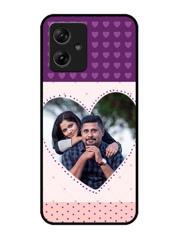 Custom Motorola G64 5G Custom Glass Phone Case - Violet Love Dots Design