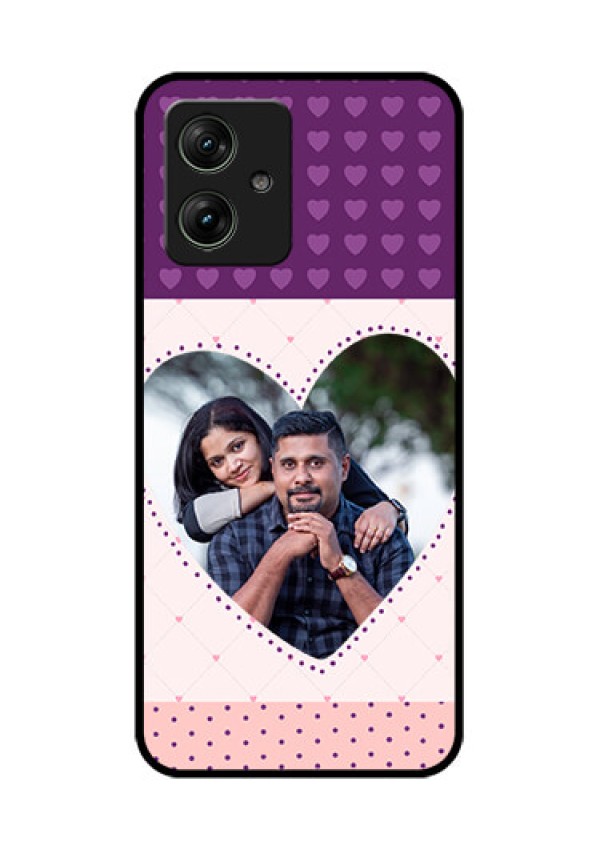 Motorola G64 5G Custom Glass Phone Case - Violet Love Dots Design
