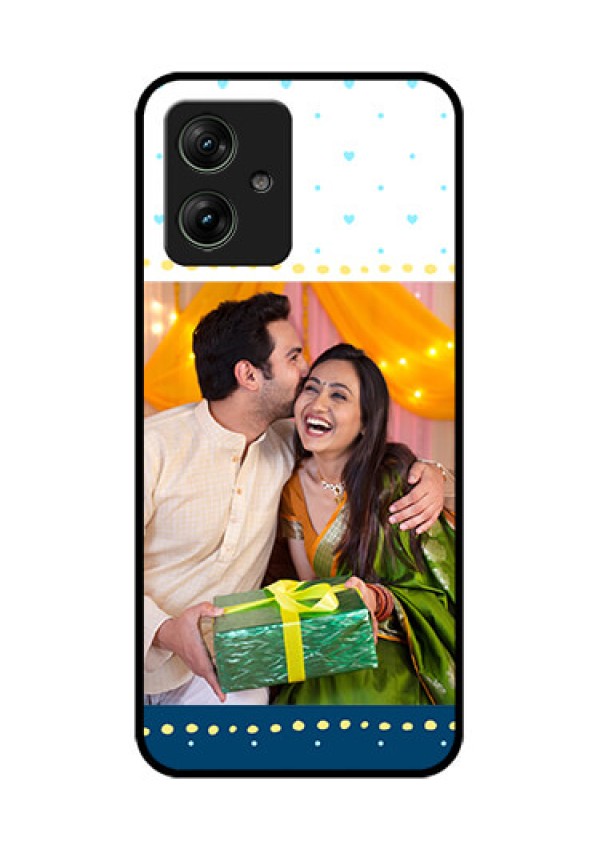 Motorola G64 5G Custom Glass Phone Case - White And Blue Abstract Design