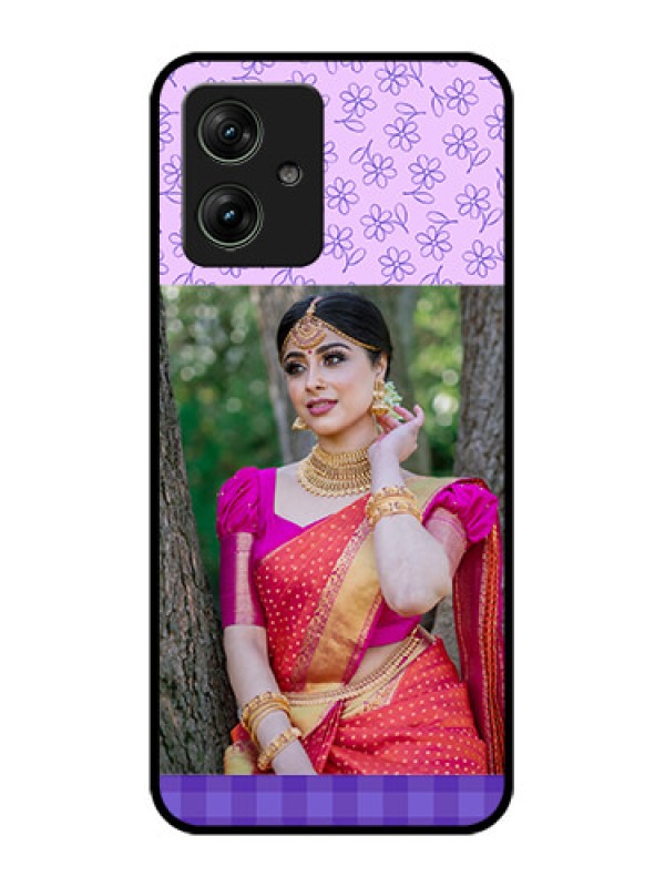 Custom Motorola G64 5G Custom Glass Phone Case - Purple Floral Design