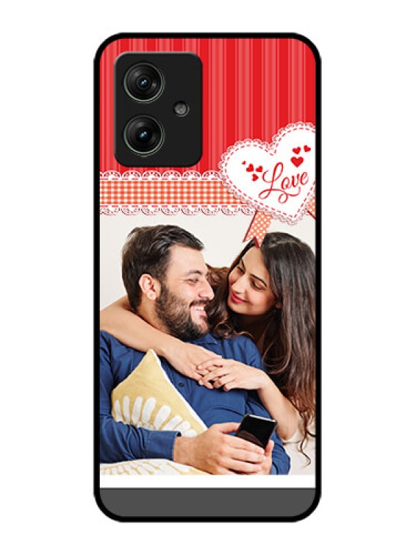 Custom Motorola G64 5G Custom Glass Phone Case - Red Love Pattern Design