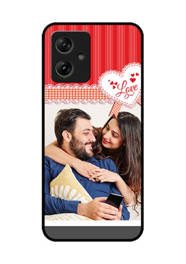 Motorola G64 5G Custom Glass Phone Case - Red Love Pattern Design