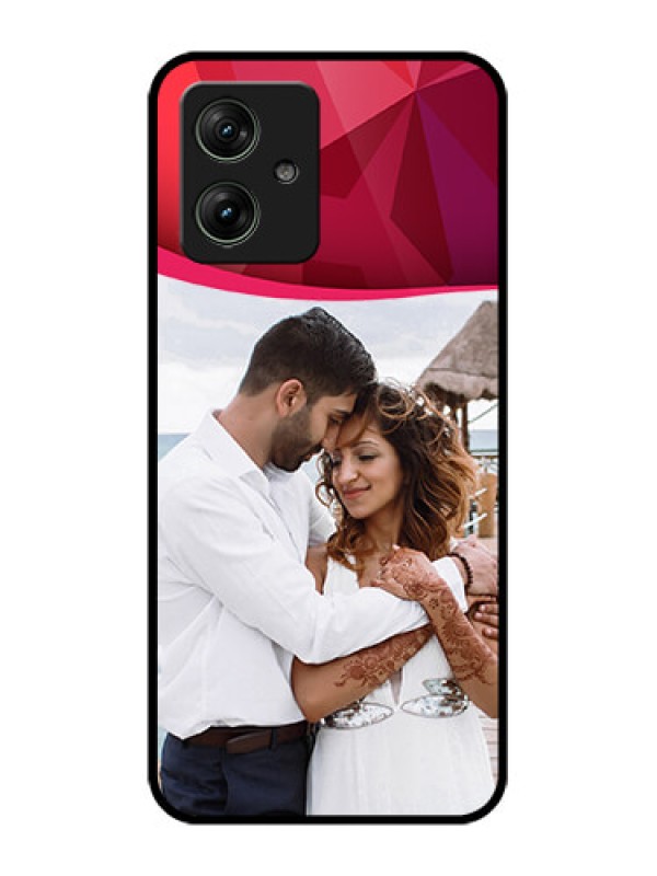 Custom Motorola G64 5G Custom Glass Phone Case - Red Abstract Design