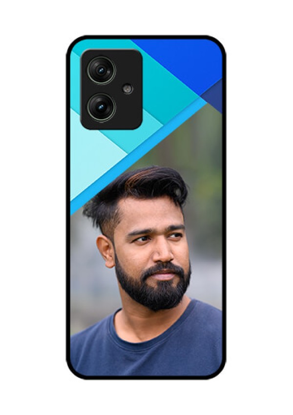 Motorola G64 5G Custom Glass Phone Case - Blue Pattern Design