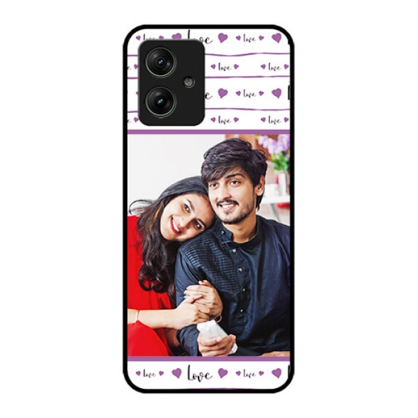 Motorola G64 5G Custom Glass Phone Case - Couples Heart Design