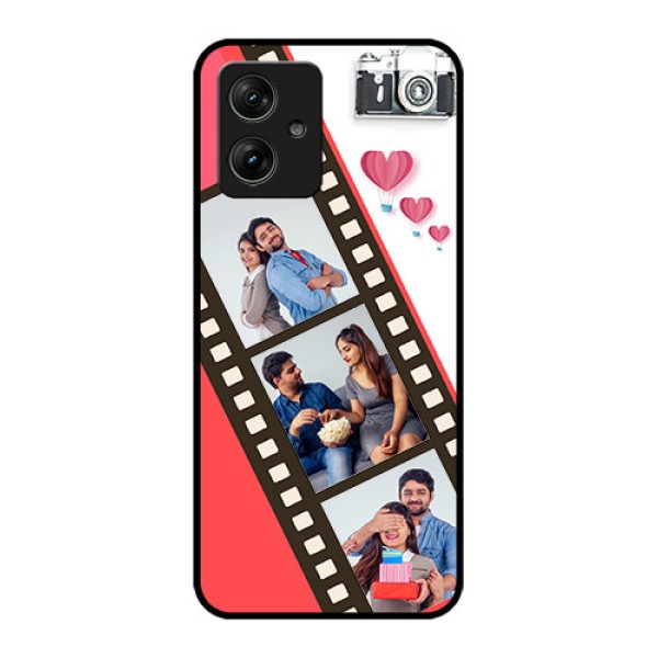 Motorola G64 5G Custom Glass Phone Case - 3 Image Holder With Film Reel Motorola G64 5G Custom Glass Phone Case - 3 Image Holder With Film Reel