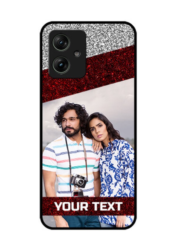 Motorola G64 5G Custom Glass Phone Case - Image Holder With Glitter Strip Design