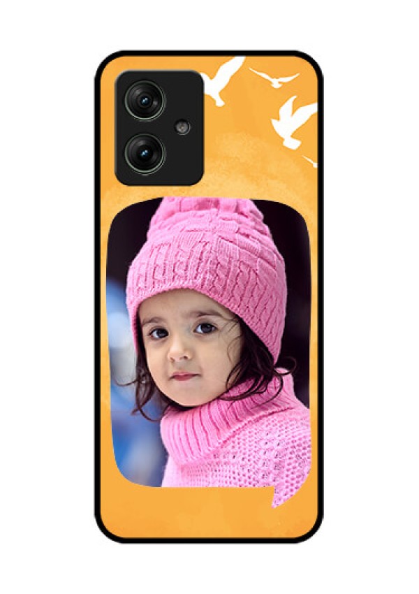 Motorola G64 5G Custom Glass Phone Case - Water Color Design With Bird Icons