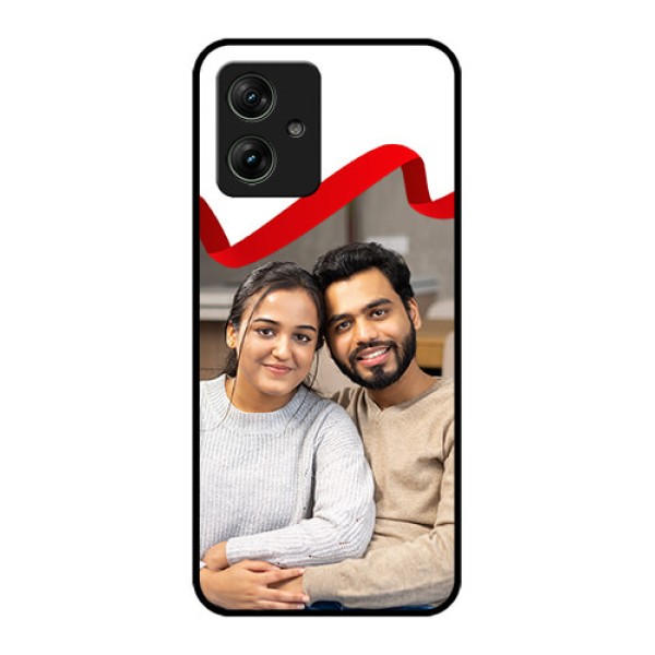 Motorola G64 5G Custom Glass Phone Case - Red Ribbon Frame Design