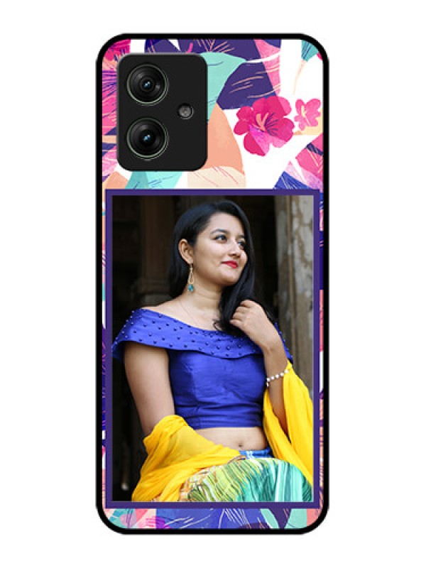 Custom Motorola G64 5G Custom Glass Phone Case - Abstract Floral Design
