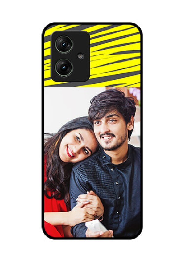 Motorola G64 5G Custom Glass Phone Case - Yellow Abstract Design